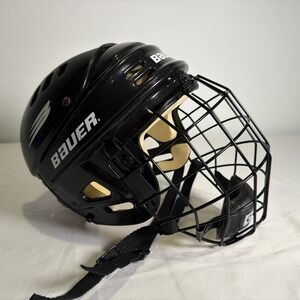 Bauer Small Adult Hockey Helmet Black With Face Cage Size Small